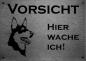 Preview: Edelstahl HundeschildAustralian Kelpie VORSICHT Hier wache ich!